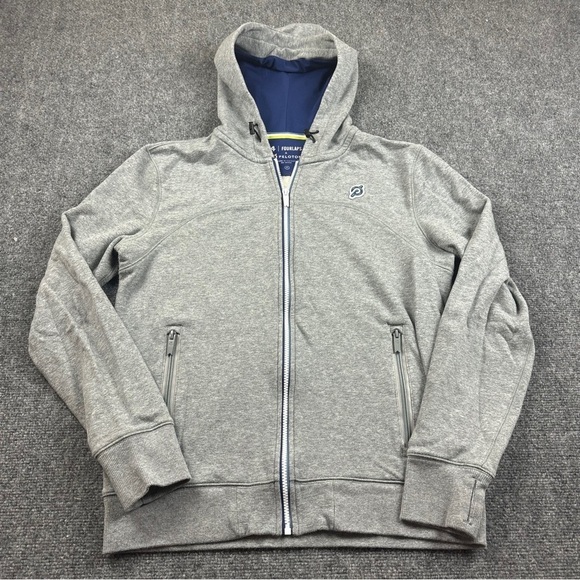 FOURLAPS X PELOTON Men’s Rush Hoodie Grey Zip Up Sweatshirt size: Medium - Picture 2 of 11